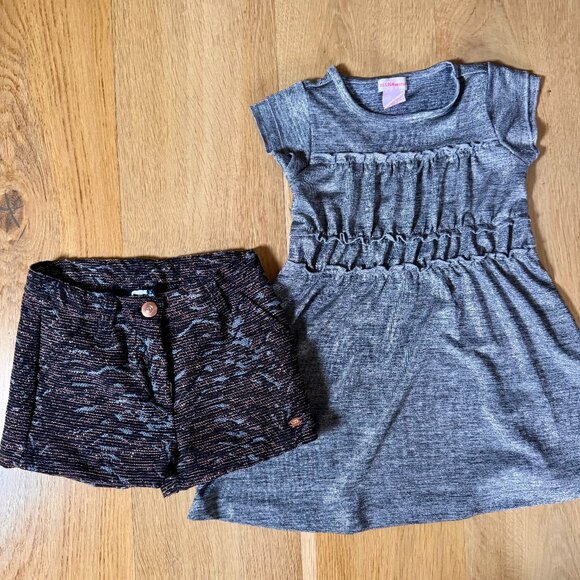 Bundle: Design History Dress + Tuc Tuc Metallic Jacquard Shorts – Girls 3T/3-4Y - Picture 1 of 3